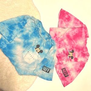 SET OF 2! NEFF DISNEY Mickey Blue & Pink Tie Dye Pocket Shirt